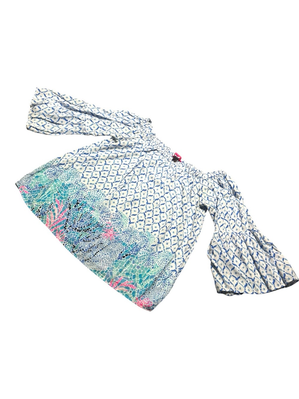 Lilly Pulitzer Sea La Vie Nevie Off-The-Shoulder Top Small with 3/4 bell sleeves - Picture 4 of 11